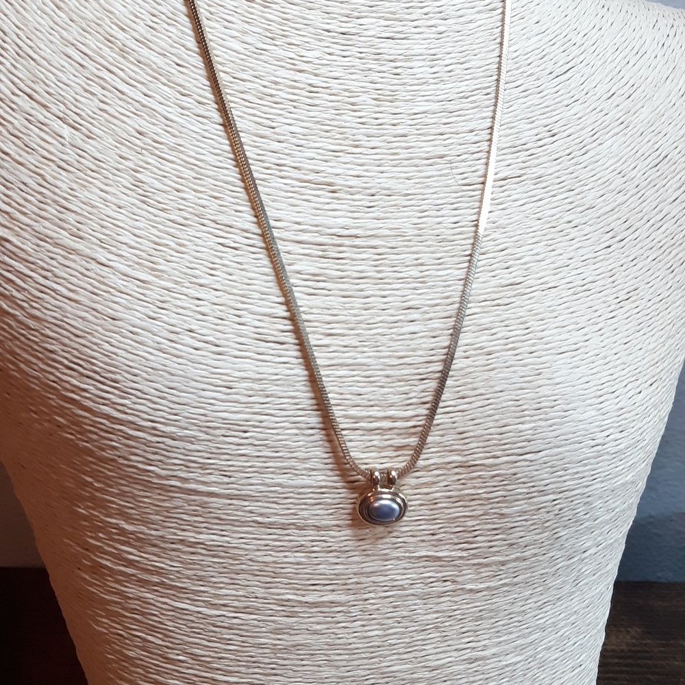 Vintage Liz Claiborne silver cabochon necklace